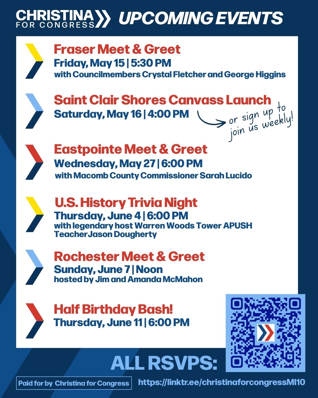 Christina Hines for Congress Upcoming Events
