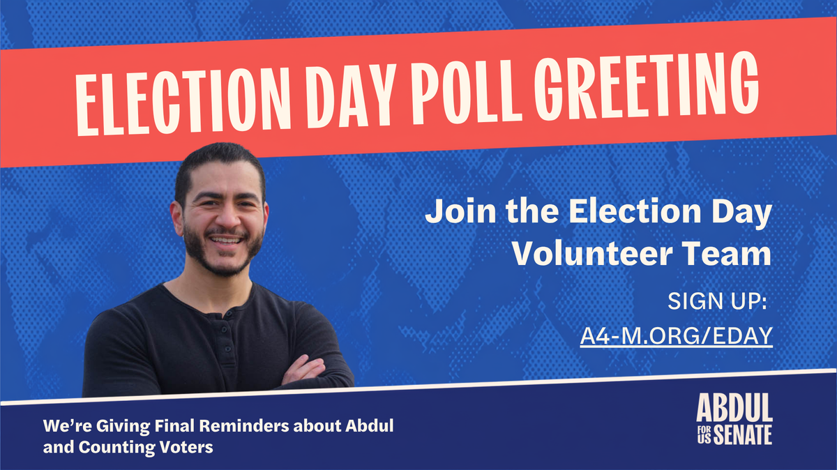 👤 Abdul for U.S. Senate-Election Day Poll Greeting